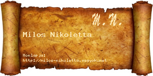 Milos Nikoletta névjegykártya